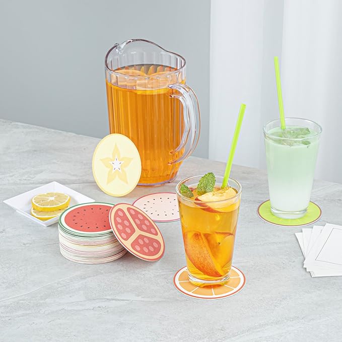 Restaurantware Drink Coasters 480 Count 3.5 Inch Paper Moisture-Absorbing Bar Coasters Assorted Decorative Table Coasters for Tabletop Protection Assorted Colors