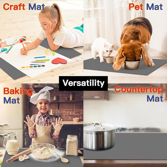 Extra Large Silicone Mat 31.5"x23.6"x0.08”, Multipurpose Silicone Mat Thick Heat Resistant Mat, Nonstick Kitchen Counter Mat, Waterproof Nonslip Silicone Mats for Kitchen Counter, Semitransparent