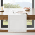 Linen Textured Border Table Runner, 14 x 72 Inch White | Mitered Corner Design by ZEEMARTONLINE