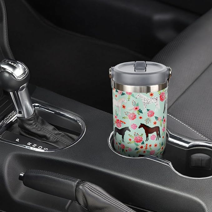 30 oz Horse Tumbler with Handle and Flip Straw, Vacuum Insulated Water Bottle - Image 7