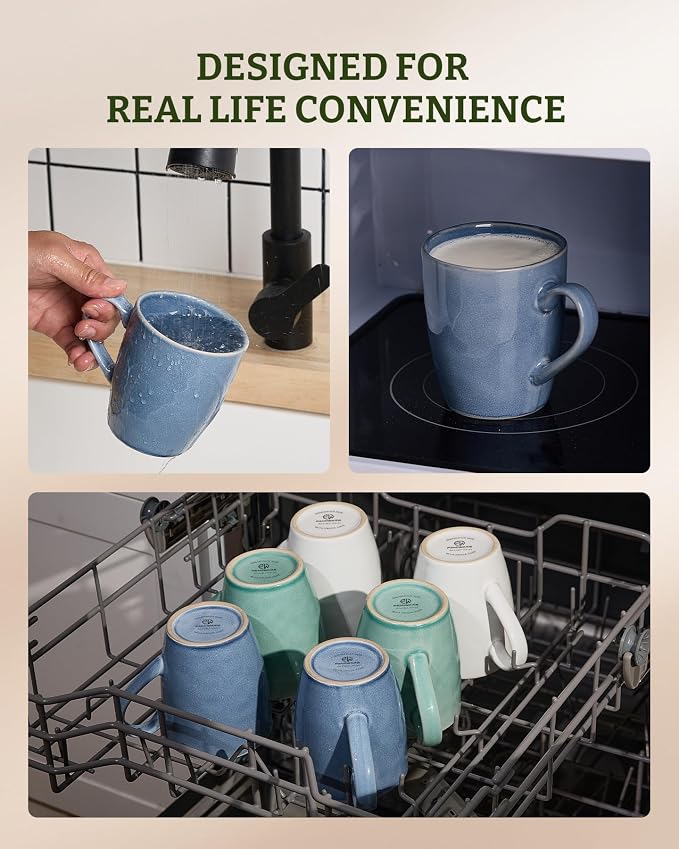 famiware Aurora Coffee Mugs, 14oz Mug Set of 6, Stoneware Mug, Cups - Image 5