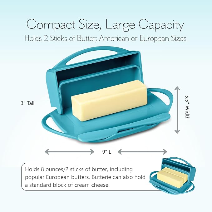 Flip Top Butter Dish with Attached Lid & Matching Knife - Image 5