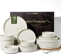 Stoneware Dinnerware Set for 6, Plates and Bowls by FamiwarePremium