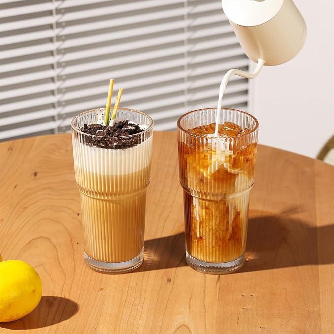 Ribbed Glass Tumbler Drinking Glasses - Image 6
