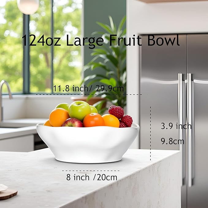 12''Big Bowls for Keys Entryway Table Large Salad Bowl Ceramic Mixing Bowls for Party,Extra Large Capacity 120oz