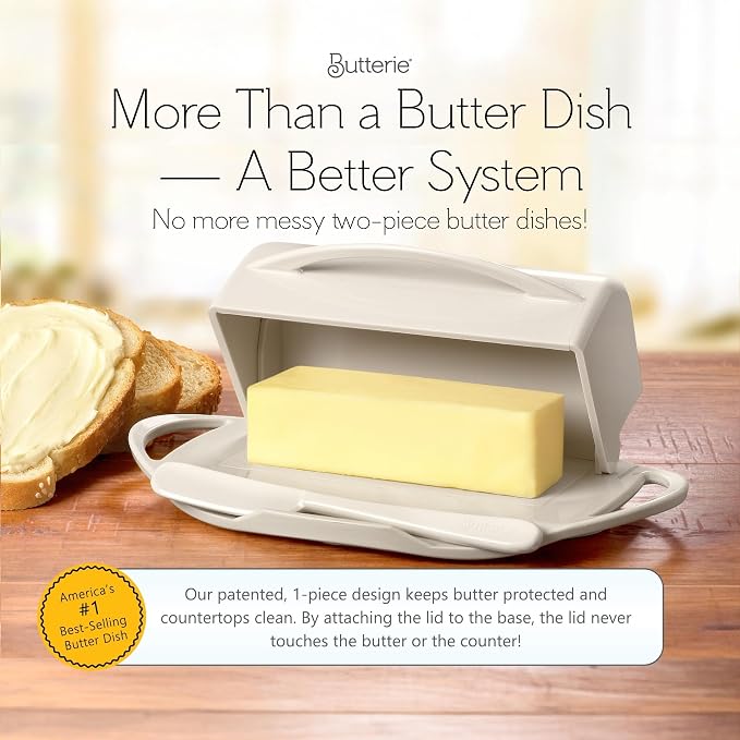 Flip Top Butter Dish with Attached Lid & Matching Knife, 2 Pack - Image 2