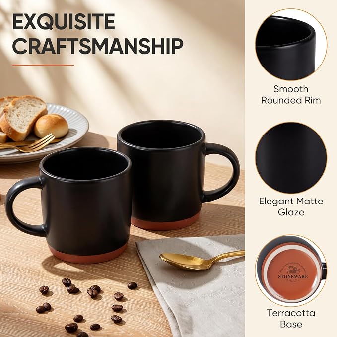 E-far Ceramic Coffee Mug Set of 6, 12oz Stoneware Coffee Cup - Image 3