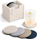 Fluxynara Felt Coasters with Holder, Nordic Slate | Round Felt Coasters by FLUXYNARA