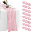 8 Pack Light Pink Cheesecloth Table Runners 20x120 Inch Gauze Table Runner by Yorcari