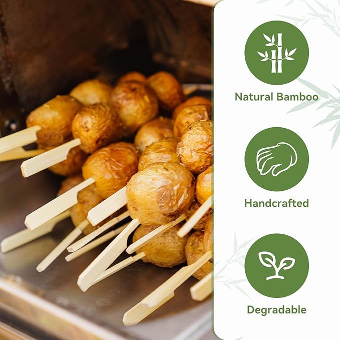 100PCS Cocktail Picks, Fancy Toothpicks for Appetizers, Decorative Skewers for Appetizers Drinks Party Fruit,4.7 Inch Long Wooden Bamboo Paddle Food Sticks Charcuterie Boards Accessories