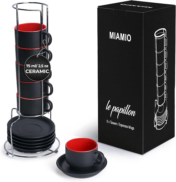 MIAMIO - 6 Espresso Cups - Le Papillon Collection | Ceramic espresso cups by MIAMIO
