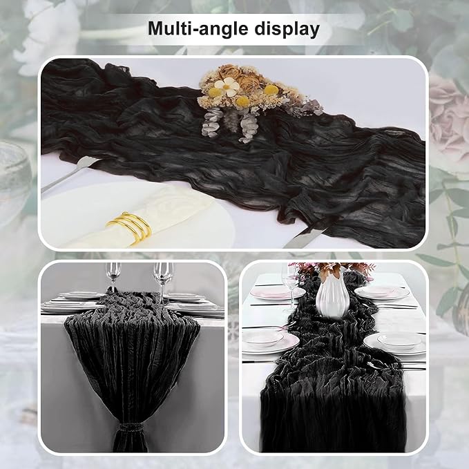 10 Pack Black Cheesecloth Table Runner 35x120 Inch 10Ft Rustic Gauze Cheese - Image 5
