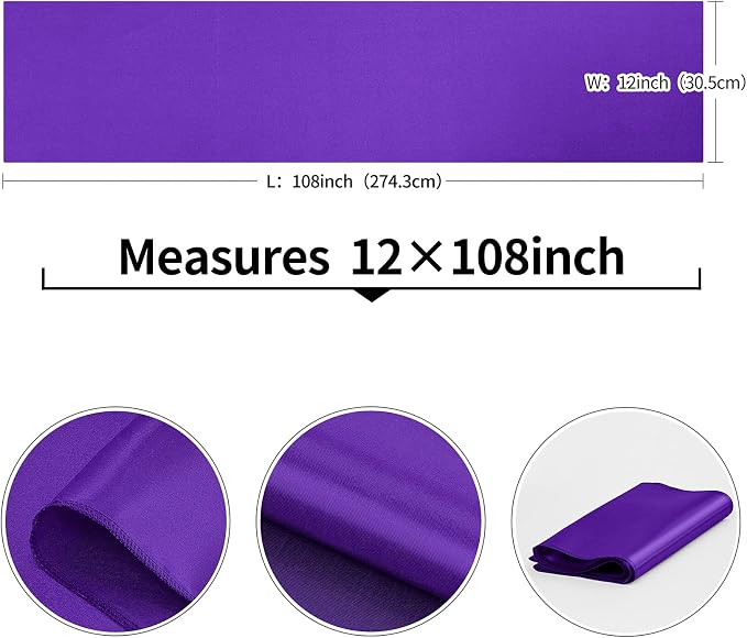 10-Pack Purple Satin Table Runner 12 x 108 Inch Long Bright and Smooth Silk - Image 3
