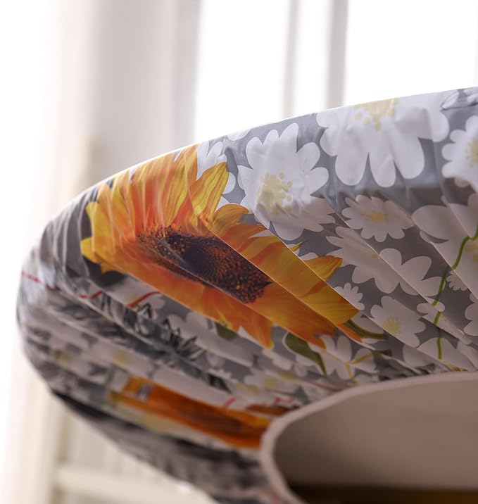 Walrus Round Vinyl Fitted Tablecloth with Flannel Backing Elastic Edge Design Table Cover Waterproof Oil-Proof PVC Table Cloth Stain-Resistant Best for 32"-36" Round