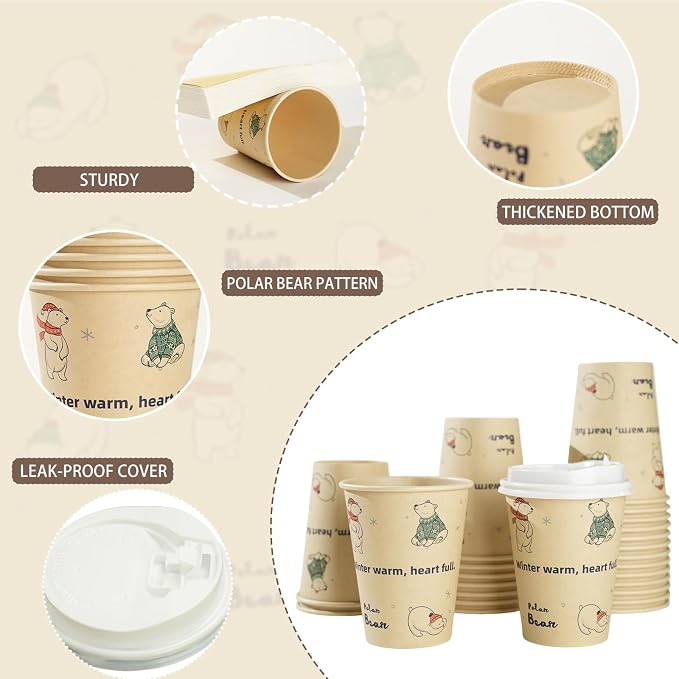 12 OZ 25 Pack Disposable Cups Paper Coffee Cups - Image 3