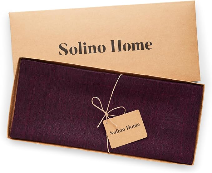 Solino Home 100% Pure Linen Table Runner Burgundy, Athena 14 x 120 in Long | - Image 5