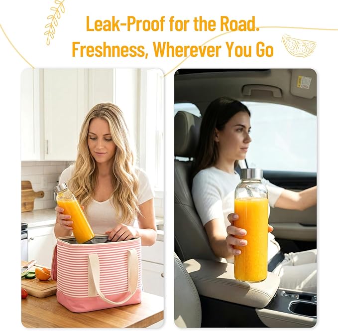 Luxfuel Glass Water Bottles 18 oz, Reusable Glass Bottles - Image 7