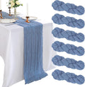 6 Pack 10Ft Dusty Blue Cheesecloth Table Runner 23 x 120 Inch | Gauze Rustic by CKIKU