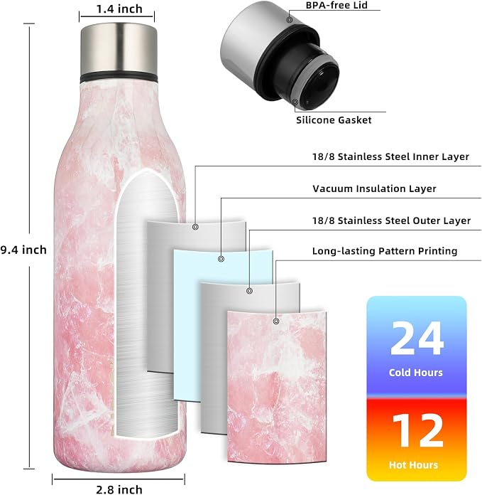 BJPKPK 18oz Insulated Water Bottle, Stainless Steel Bottle - Image 3