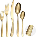Hammered Silverware Set Gold Modern Stainless Steel Flatware by A%C2%B7HOUSEWARE