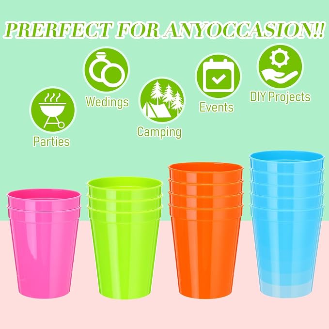 Yungyan 100 Pack 16 oz Stadium Cups Reusable Plastic Cups Blank Drink Stadium - Image 4