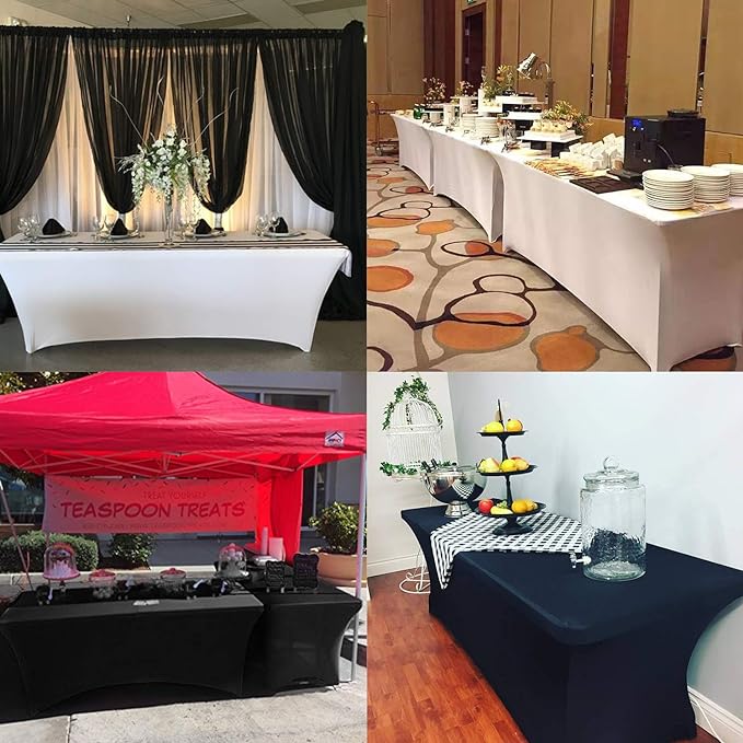 LZY Spandex Fitted Stretch Table Cover for 4ft or 6ft or 8ft Folding Table, Rectangular Cocktail Tablecloth, Perfect for Party or Banquet