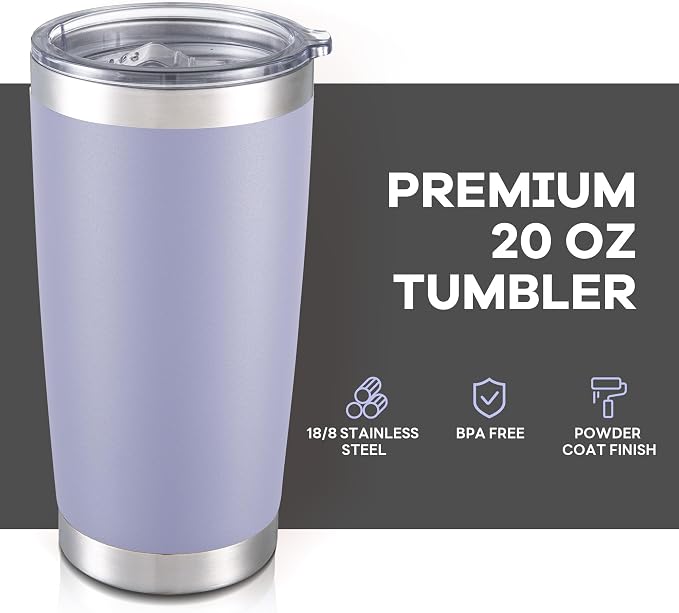 20 oz Tumbler with Lid Stainless Steel Insulated Tumblers Cups Travel Mug | - Image 2
