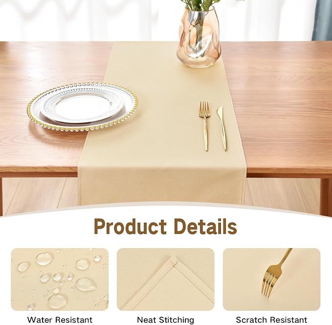 Faux Linen Table Runner Water Resistant 13 x 72 in, Coffee Table Runner - Image 3