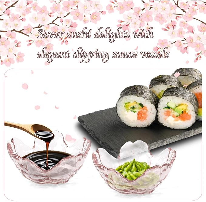 Soy Sauce Dish, 15 Pack Glass Soy Sauce Dish Small Glass Bowls Sakura Shape Dipping Bowls For Ice Cream, Pudding, Custard, Dessert
