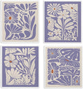 Spring Flower Swedish Dishcloths for Kitchen, Boho Purple Swedish Dish Cleaning Cloths for Floral, 4 Pack Dish Towels for Kitchen, Papaya Reusable Paper Towels Washable