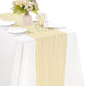 Beige 10FT Cheesecloth Table Runner Boho Gauze Fabric Table Runner Rustic Sheer by JALANCY