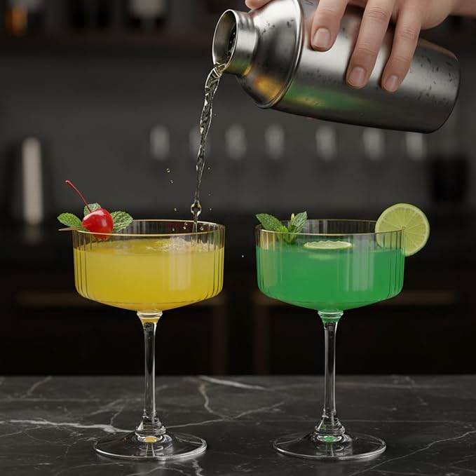 24PCS Plastic Martini Glasses Clear Disposable Coupe Glasses | 10oz, Ribbed & - Image 5