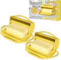 Flip Top Butter Dish with Attached Lid & Matching Knife, 2 Pack by Butterie