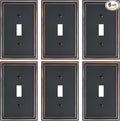 6-Pack Single Toggle Light Switch Cover Plate, Durable Solid Zinc Alloy Decorative Switch Plate Covers, Aged Bronze 1 Gang Wall Plate, Corrosion Resistant