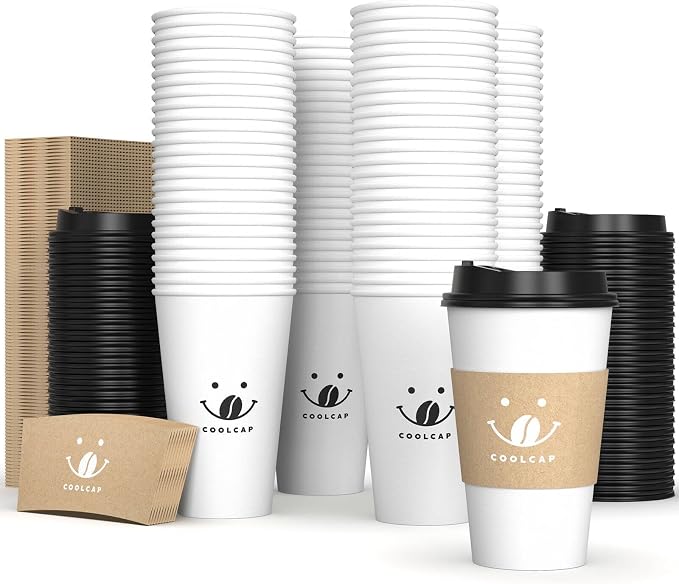 100 Pack 12oz Disposable Coffee Cups - Image 2
