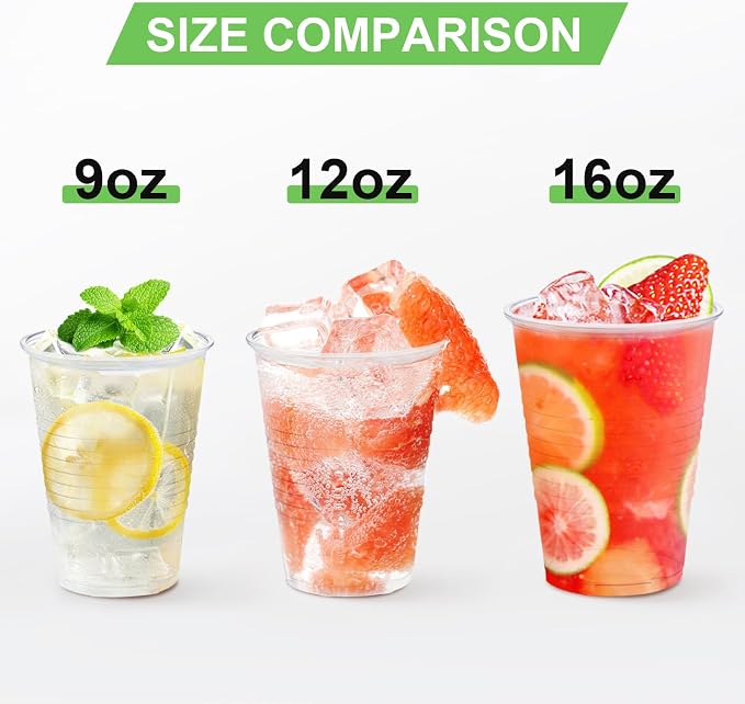Lamosi 1000 Pack 12 oz Clear Plastic Cups, 12 Ounce Disposable Drinking Cups | - Image 4
