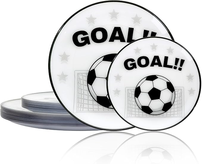 20 White Plastic Soccer Plates, Disposable Plates by I00000