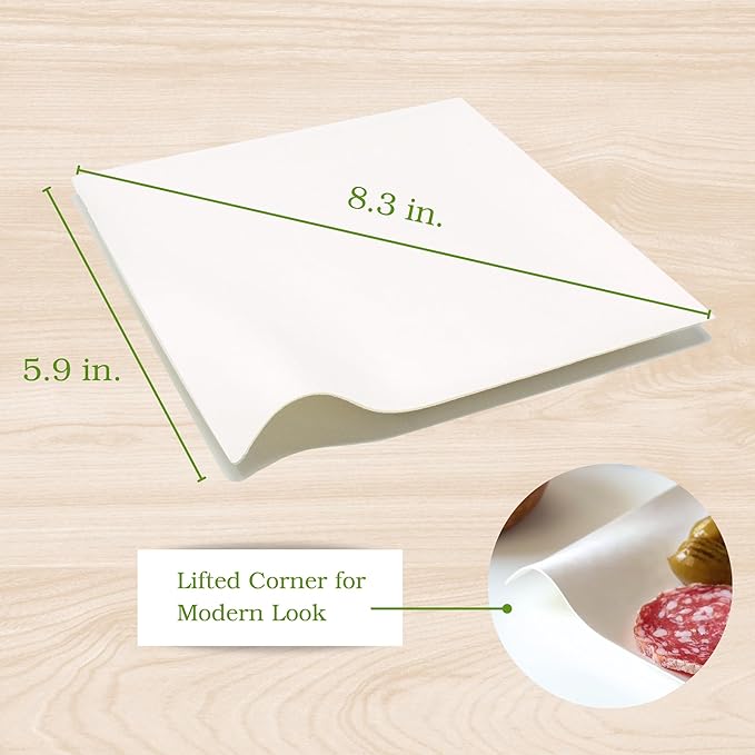 50ct Small 5.9'' Square White Sugarcane Mini Appetizer Plates | Compostable & Eco-Friendly Disposable Plates | Mini Plates for Desserts, Appetizers & Cocktails | Ideal for Parties, Buffets | CMJJ