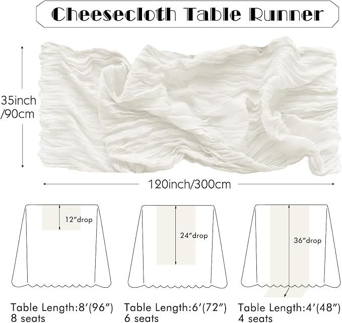 IVAPUPU Ivory Table Runner 120 Inches - Image 3