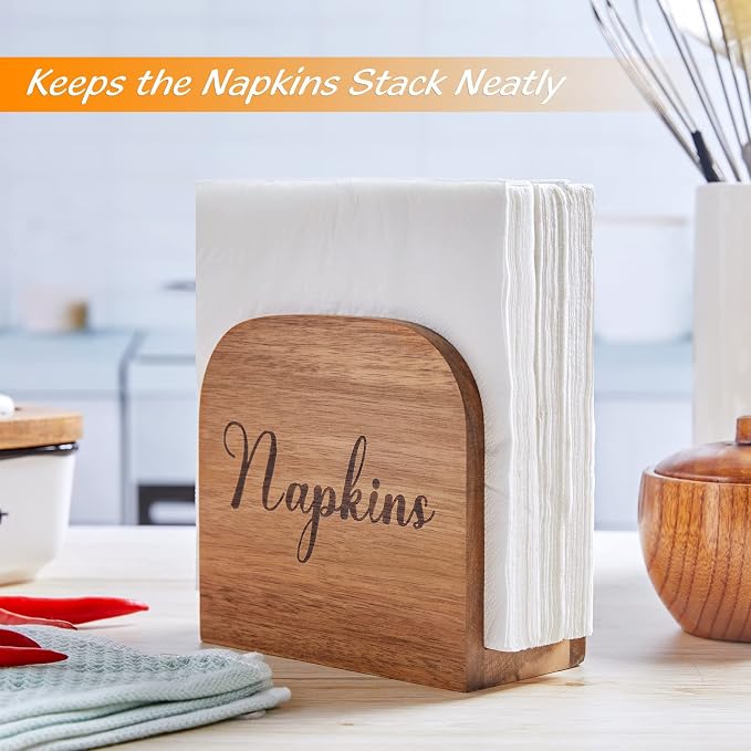 Napkin Holder for Table, ALELION Acacia Wooden Napkin Holders for Kitchen - Image 5