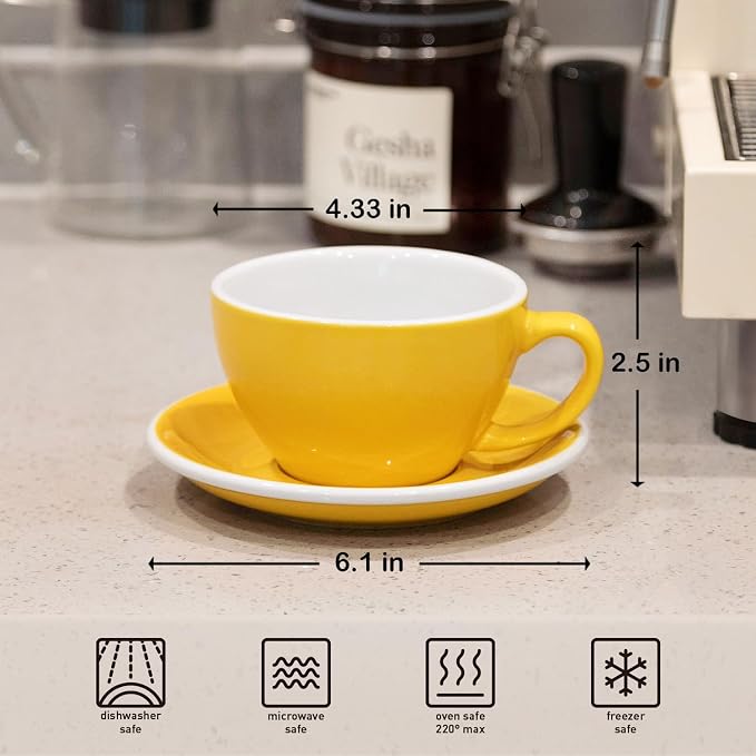 Loveramics Latte Art Mug with Saucer, 10 oz Ceramic Coffee cups with Round - Image 3
