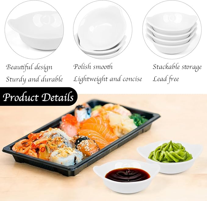 Soy Sauce Dish, 16 Pack 2 Oz Ceramic Dip Bowls Mini Dipping Bowls,Dipping Sauce Cups For BBQ, Condiments, Appetizer, Dessert, Sushi, Party