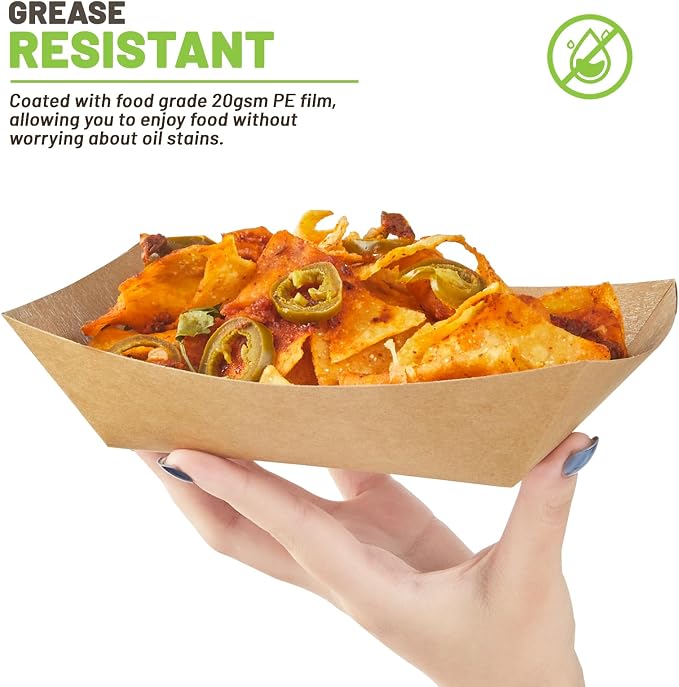 ZORRITA Paper Food Trays, 3 Lb, 100 Pack | Disposable, Kraft Paper, Nacho Trays - Image 4