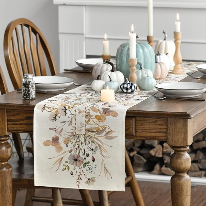 Artoid Mode 210 GSM Fall Table Runner 13x48 Inch Home Party Decor | Wildflower - Image 3