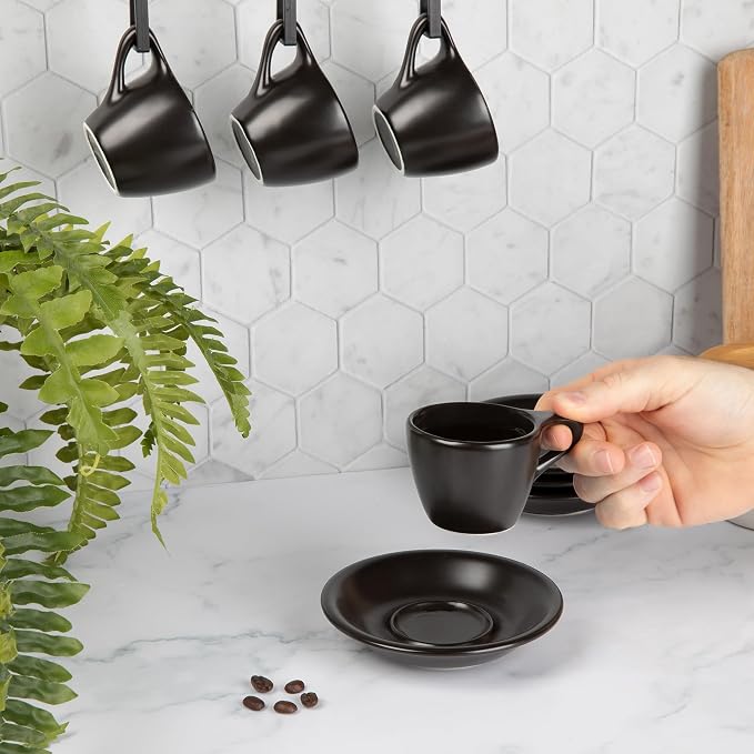 ANGELENO Coffee Espresso Cups Set of 4, 2.7oz Porcelain Ceramic Demitasse Cups - Image 2
