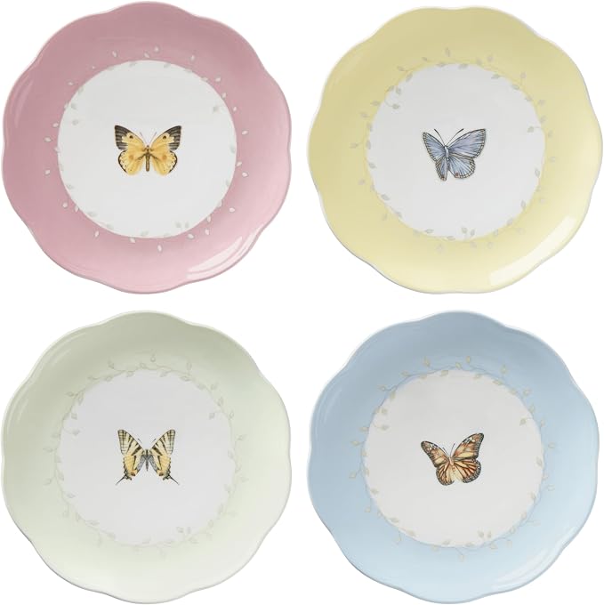Lenox Dessert Plate Set, Lenox Butterfly Meadow Colors Collection 4-Piece by Lenox
