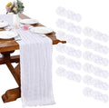 12 Pack White Cheesecloth Table Runner 35 x 120 Inch | Boho Gauze Fabric by RestfulGlow
