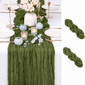 2 Pack Olive Green Cheesecloth Table Runner 17x108 Inch Boho Rustic Semi Sheer by Unknown