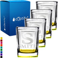 Personalized Shot Glasses Set of 4 Initial and Name 2oz Yellow Bottom Etched Square Shot Glass Engraved with Custom Text Birthday Gift for Men and Women