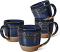 Artena Ceramic Coffee Mugs Set of 4, 16oz Embossed Large Latte Mugs Coffee Cups by Artena
